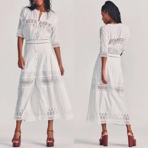 Love Shack Fancy White Lace Beth Maxi Dress Size Medium